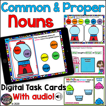 Preview of Common and Proper Nouns | Boom Cards | Digital Task Cards |