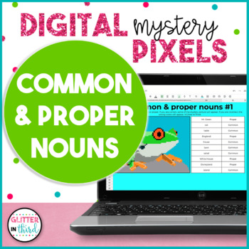 Preview of Common and Proper Nouns Pixel Art Mystery Picture Grammar Activities Digital