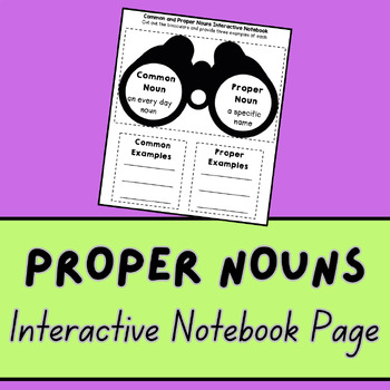 Preview of Common and Proper Nouns- INTERACTIVE NOTEBOOK