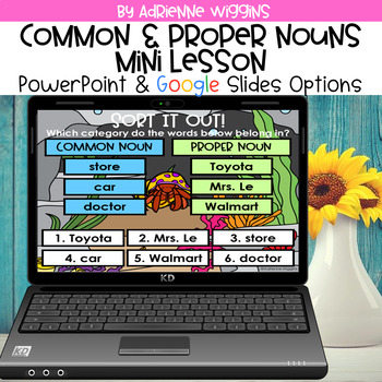 Preview of Common and Proper Nouns Mini Lesson (PPT & Google Classroom) Distance Learning
