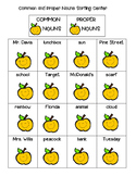 Common and Proper Nouns Sorting Center, Recording Sheet an