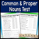 Common and Proper Nouns Test: 2-Page Noun Quiz with Answer Key