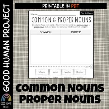 Common and Proper Nouns | Worksheet | Printable | Grammar by Good Human ...