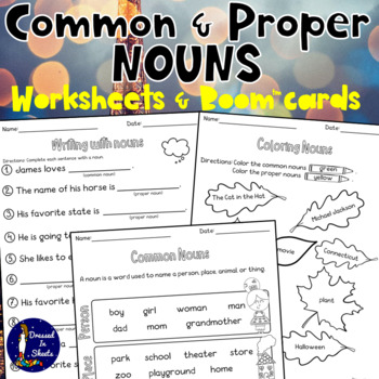 Preview of Common and Proper Nouns Worksheets & BOOM Cards