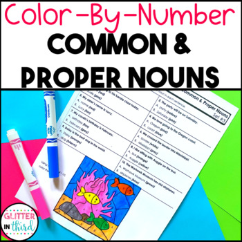Preview of Common and Proper Nouns Worksheets Grammar Color By Number