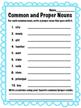 common and proper nouns worksheet bundle by for the love tpt