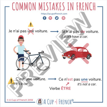 Common mistakes in French by A Cup of French | Teachers Pay Teachers