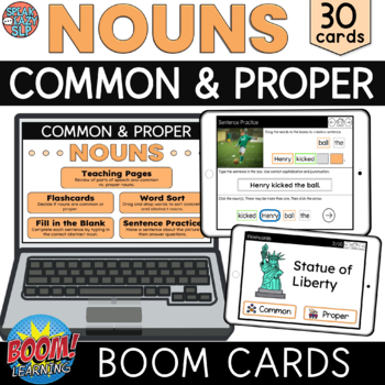 Preview of Common vs. Proper Nouns BOOM CARDS • Parts of Speech