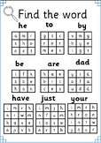 Common words mini word searches AL Stage one