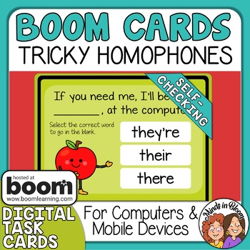 Preview of Tricky Homophones Digital Boom Cards (Commonly Confused Homophones!)
