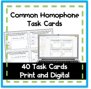 Preview of Commonly Confused Homophones Task Cards