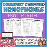 Homophones Commonly Confused ELA Grammar Worksheets Quizze