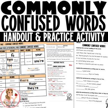Preview of Commonly Confused Words | 4th Grade | L.4.1, L.4.1g