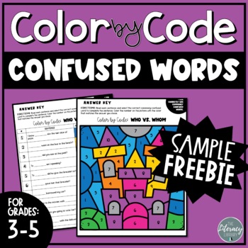 Preview of Commonly Confused Words Color by Number FREEBIE