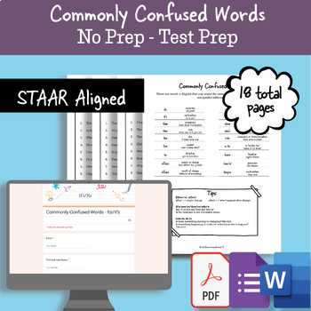 Preview of Commonly Confused Words: ELA Editing/Revising/Grammar Practice/Test Prep