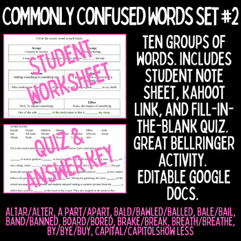 Preview of Commonly Confused Words Set #2