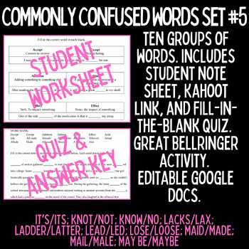 Preview of Commonly Confused Words Set #5