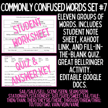 Preview of Commonly Confused Words Set #7