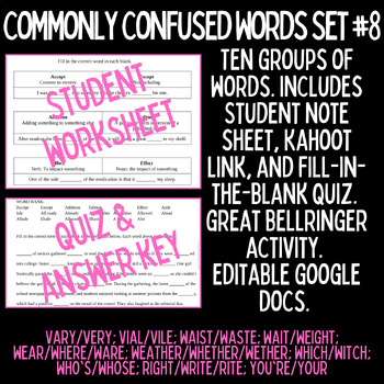 Preview of Commonly Confused Words Set #8