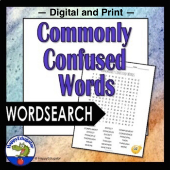 Preview of Commonly Confused Words Word Search Puzzle Vocabulary Activity Digital & Print