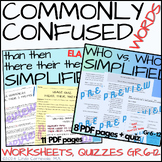 Commonly Confused Words ELA Worksheets-Than Then There The