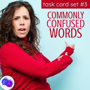 Preview of Commonly Confused Words task cards III + self-checking EASEL activity