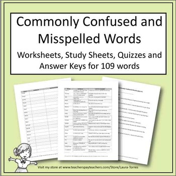Preview of Commonly Confused and Misspelled Words - Vocabulary Work