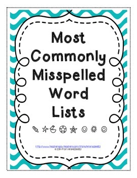 Preview of Commonly Misspelled Word Lists - ALL GRADES