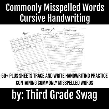 Preview of Commonly Misspelled Words Handwriting | Cursive