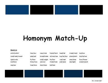 Preview of Homonym Match-Up