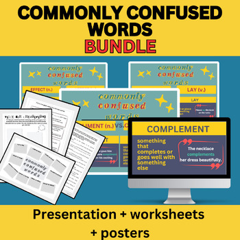 Preview of Commonly confused words BUNDLE: presentation, worksheets, posters