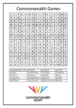 Commonwealth Games 2018 - Wordsearch and Quiz by Astlac | TpT