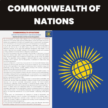 Preview of Commonwealth of Nation Reading Comprehension | International Organization