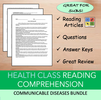 Preview of Communicable Diseases Reading Comprehension Articles w/Questions & Answers