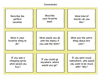 Communicate A Free Ice Breaker Game Answering Wh Questions Tpt