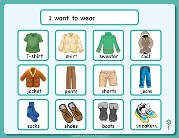 Communication Boards for Autism | Set 2 Clothes, Pain & Classroom objects