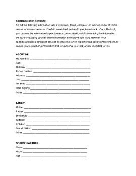 Preview of Communication Book Template