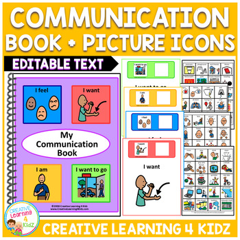 Preview of Communication Book + Picture Icons (Editable) Special Education Boardmaker