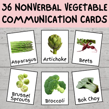 Preview of Communication Cards for Non Verbal Autism Visuals | 36 Cards VEGETABLES PHOTOS