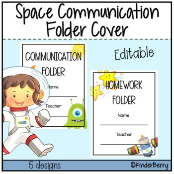 Preview of Space Communication / Homework Folder Cover | Editable
