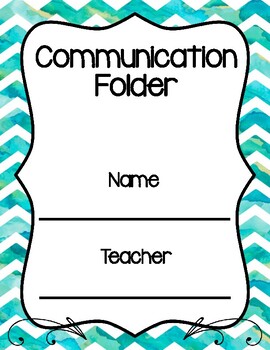 Preview of Communication Homework Folder Cover Chevron Freebie