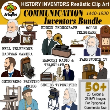 Preview of Communication Inventor 50 Realistic Clipart Images Bundle set