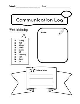 Preview of Communication Log Black and White