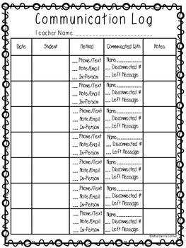 Preview of Communication Log - FREE!!!