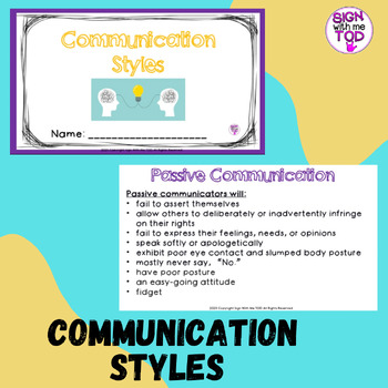 Preview of Communication Styles Adapted Notes and Review