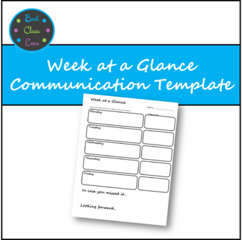 Preview of Communication Template Week at a Glance *Editable and PDF