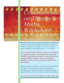 Preview of Communication Themes in Media Worksheet
