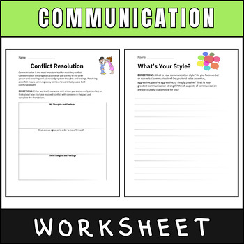 Preview of Communication : Worksheets for Enhancing Verbal and Nonverbal Skills
