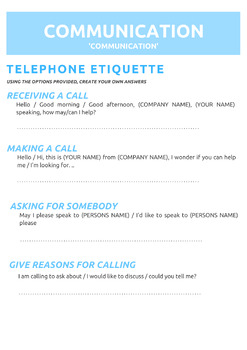 Preview of Communication téléphonique en anglais