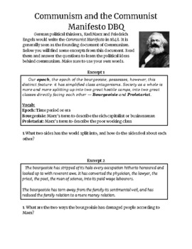 Preview of Communism and Communist Manifesto DBQ
